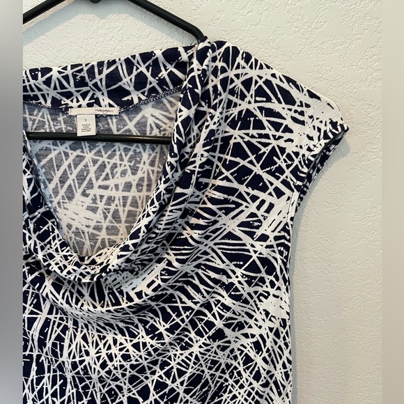 Halogen Women's Abstract Cowl Neck Tunic Tank Top Blue White Size Small - Picture 3 of 8